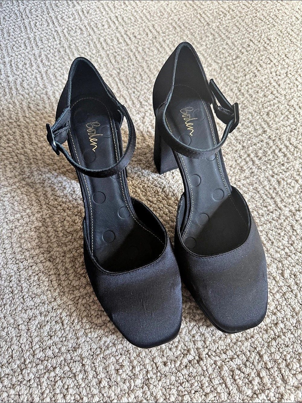 Boden Black Block Heel Ankle Strap Pumps